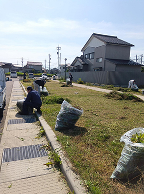 除草中